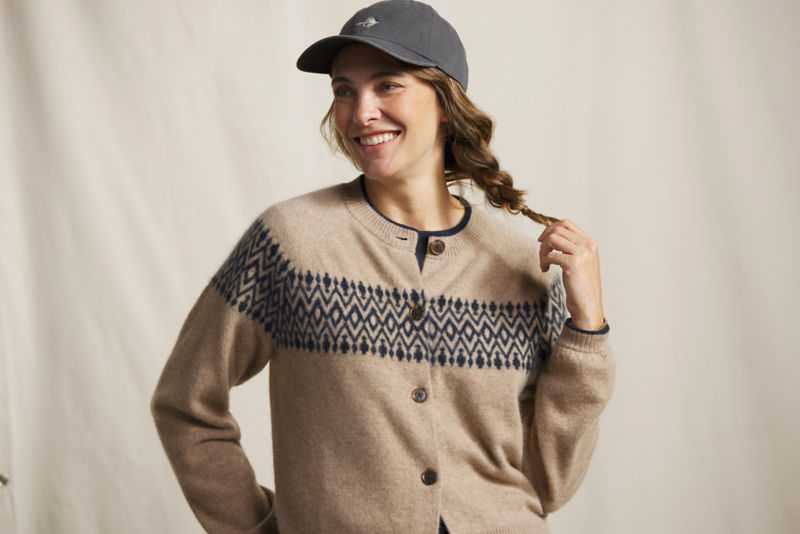 Fair Isle Boiled Cashmere Cardigan - OATMEAL FAIRISLE image number 1