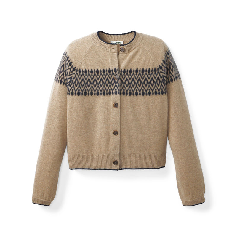Fair Isle Boiled Cashmere Cardigan - OATMEAL FAIRISLE image number 4