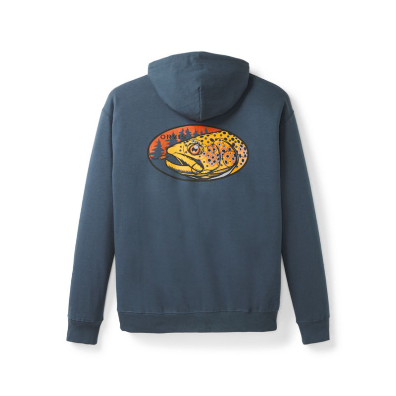 Men&rsquo;s Brown Trout Graphic Hoodie - DARK NAVY image number 1