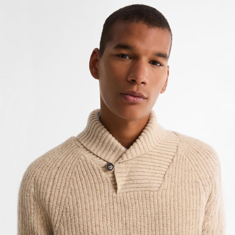 Barbour&reg; Essentials Fleck Shawl Neck Sweater - PEARL image number 1
