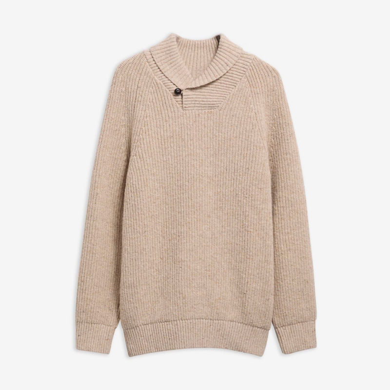 Barbour&reg; Essentials Fleck Shawl Neck Sweater - PEARL image number 2