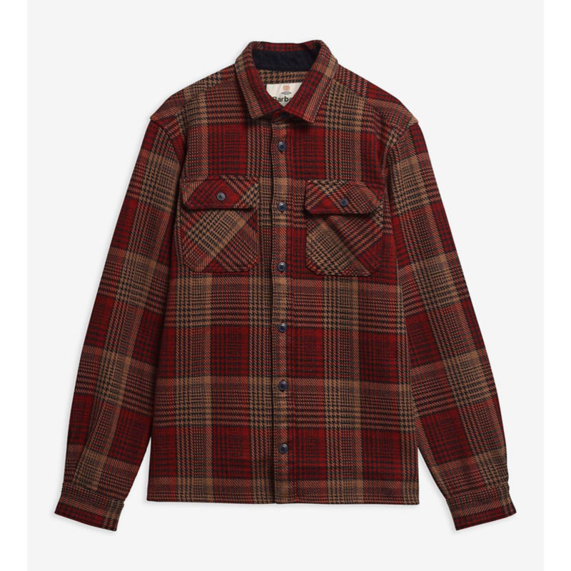 Barbour&reg; Millom Houndstooth Relaxed Long-Sleeve Shirt - RED image number 2