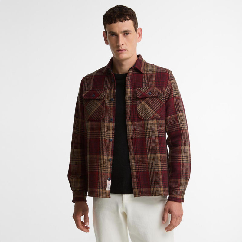 Barbour&reg; Millom Houndstooth Relaxed Long-Sleeve Shirt - RED