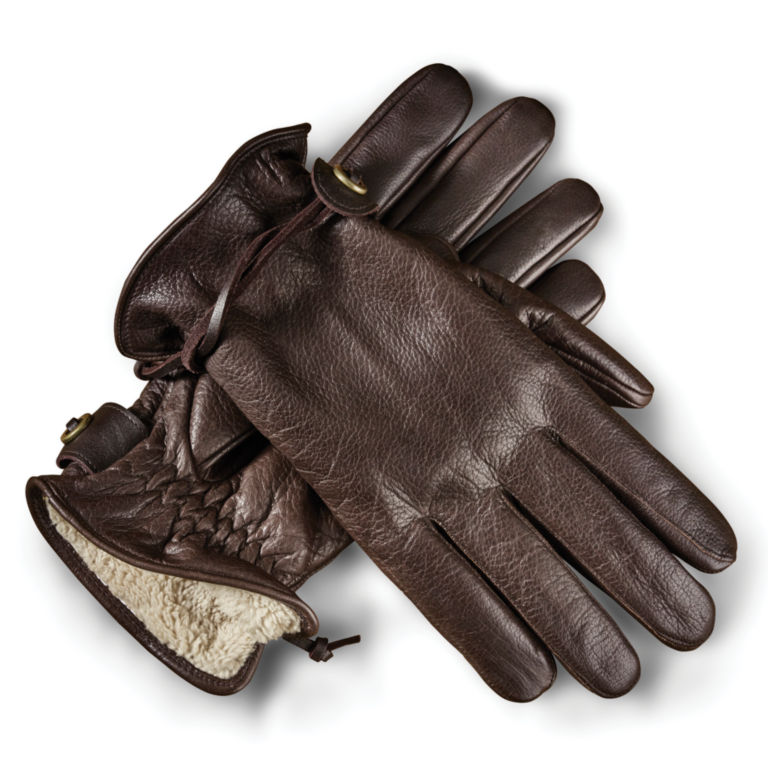 Bison Leather Winter Gloves - BROWN image number 0