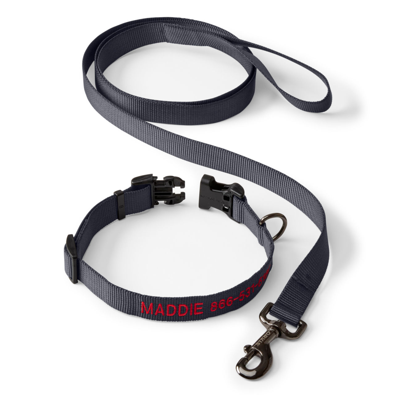 Personalized Adjustable Dog Collar with Leash - ASPHALT image number 0