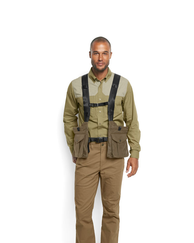 Waxed Cotton Strap Vest - DARK KHAKI image number 1