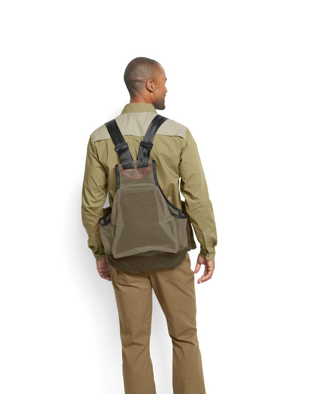 Waxed Cotton Strap Vest - DARK KHAKI image number 3