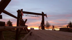 Entrance to a Wyoming ranch at dusk