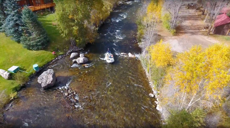 Aerial view of a river in Colorado.