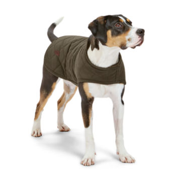 Quilted Waxed Cotton Dog Jacket - GREEN image number 0