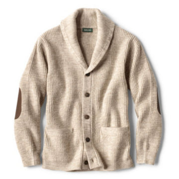 Men's Wool-Blend Shawl Cardigan Sweater in Oatmeal.