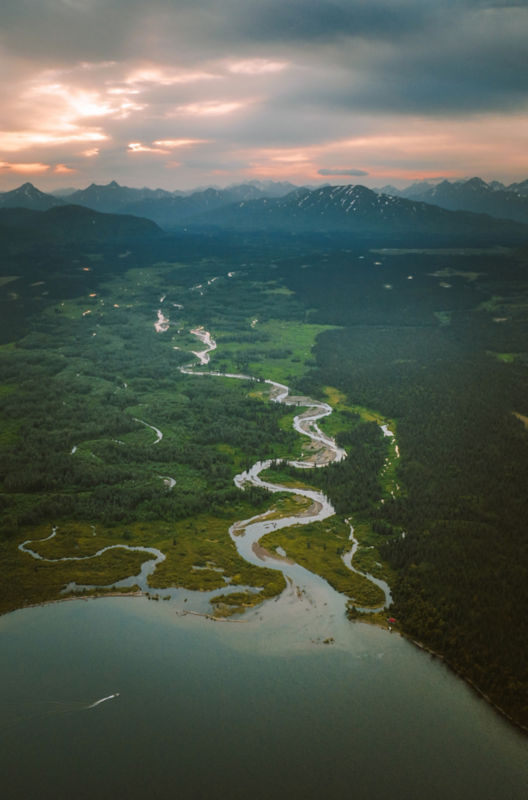 An aerial view of Bristol Bay, Alaska.