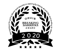 Black and White 2020 Orvis Breaking Barriers Award Logo.