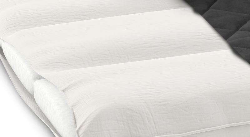 A close up shot of the chambered dog bed liner.