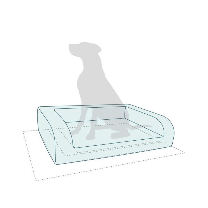 Diagram of dog bed to help understand sizing.