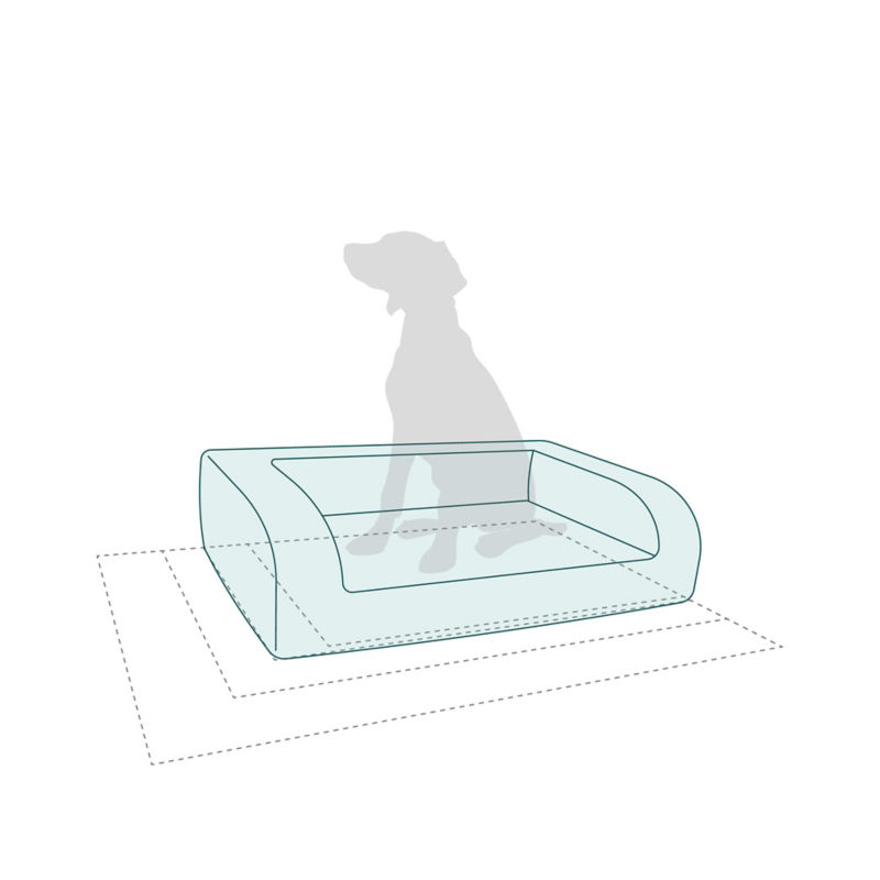 Diagram of dog bed to help understand sizing.