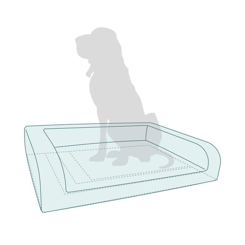 Diagram of dog bed to help understand sizing.