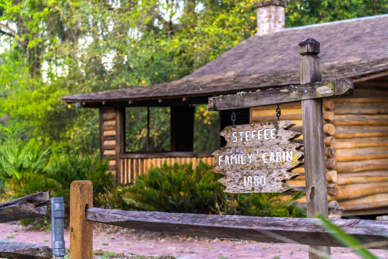 An old log cabin among the trees