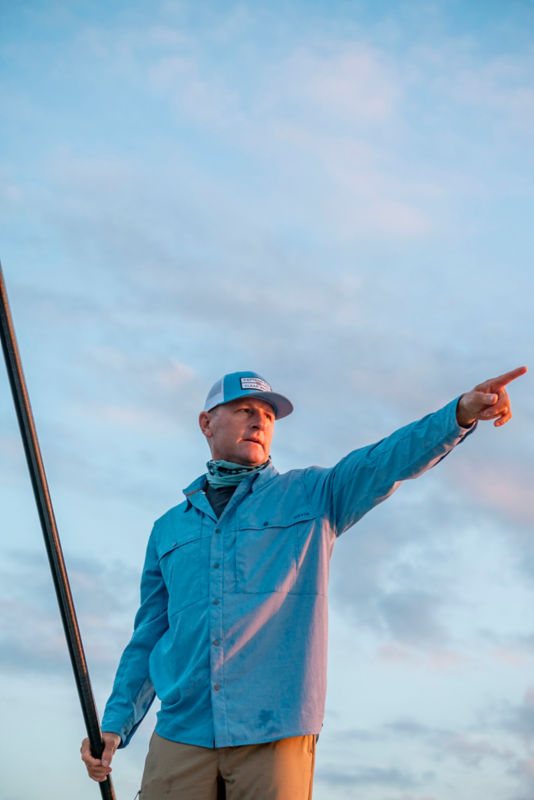 Open Air Caster Long-Sleeve Shirt - PACIFIC BLUE/WHITE