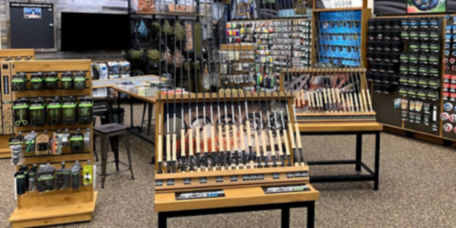 Fishing rod displays inside the Fort Worth Orvis Fishing retail store
