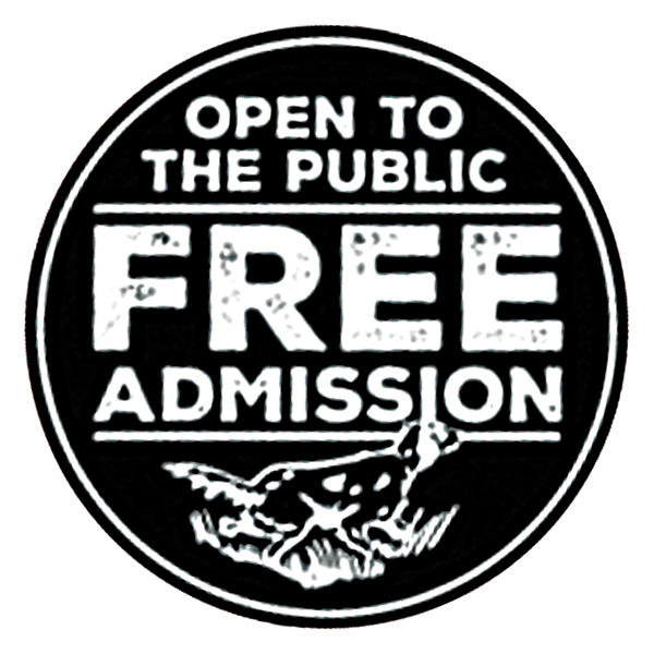 Badge that states Open to the Public - Free Admission
