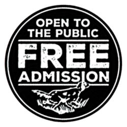 Badge that states Open to the Public - Free Admission