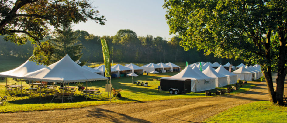 Panoramic shot showing all the tents set up for the Game Fair.