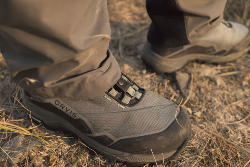 A close-up on a women's wading boot.