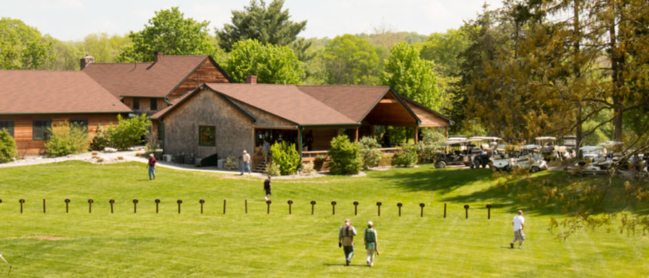 Outside view of main buildings at Orvis' Sandanona Shooting Grounds
