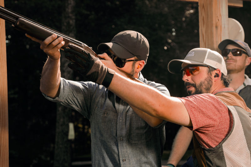 Orvis wingshooting instructor with a student.