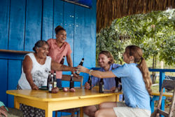 Tourists enjoying a roadside bar in Belize