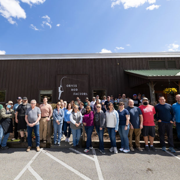 A team of 60 dedicated rodsmiths outside of our Manchester, Vermont shop.