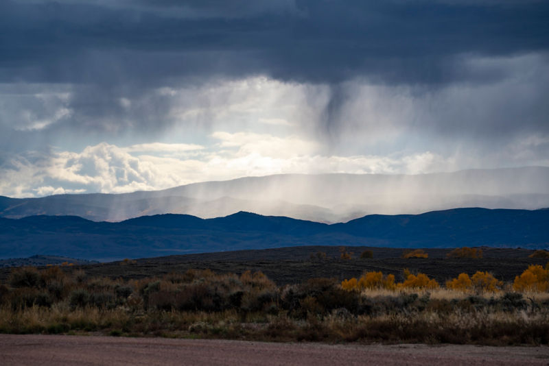 A gorgeous Wyoming landscape with a distant rainstorm.