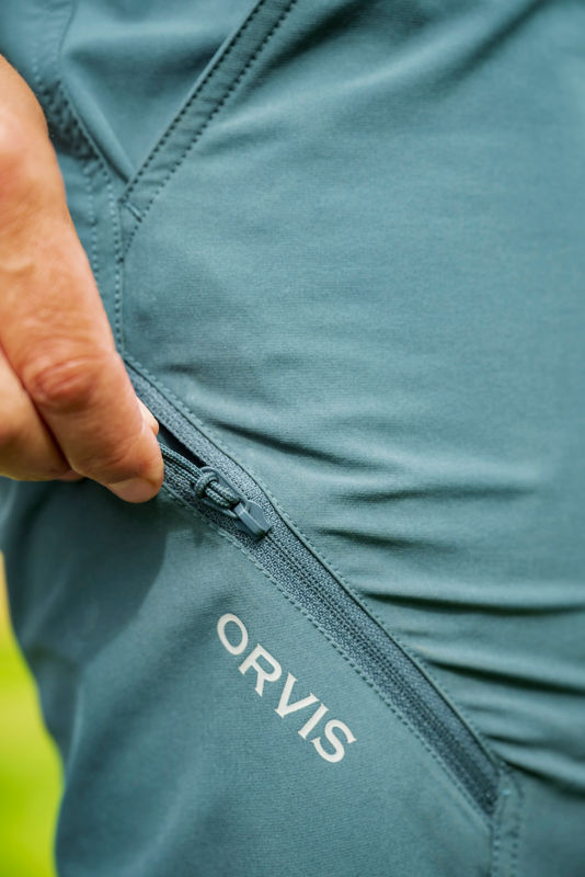 Detail image of a zippered security pocket on PRO pants