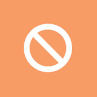 A white no symbol on a light orange background.