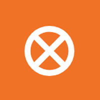 A white X in a white circle indicating No sitting on an orange background.